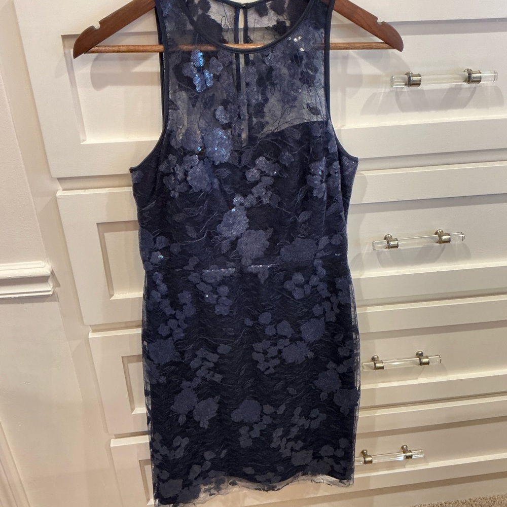 ANTONIO MELANI Midnight Blue Lace Midi Dress - Picture 5 of 11